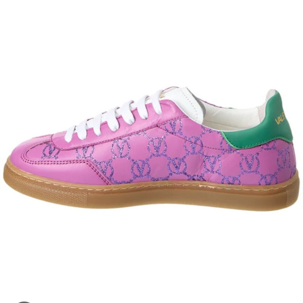 LUXURY 100% Authentic Valentino sneakers sz 7 Purple with glitter V logo